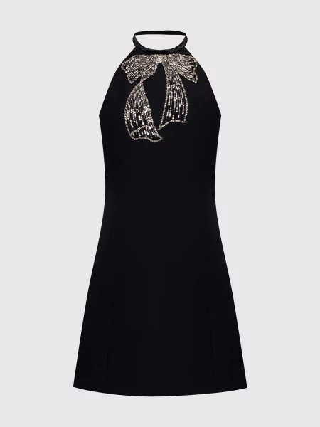 Платье Valentino с аппликацией с открытой спиной черное