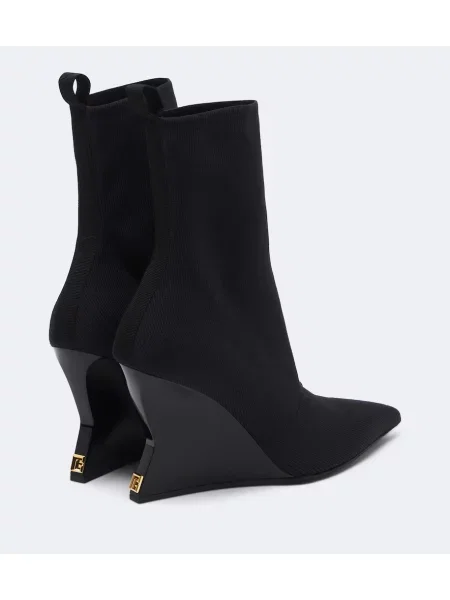 Cizme scurte Balmain tricotate cu pană negru
