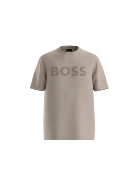 T-shirt o kroju regular fit z czystej bawełny model TS_STRUCTURE LOGO Boss Green brązowa