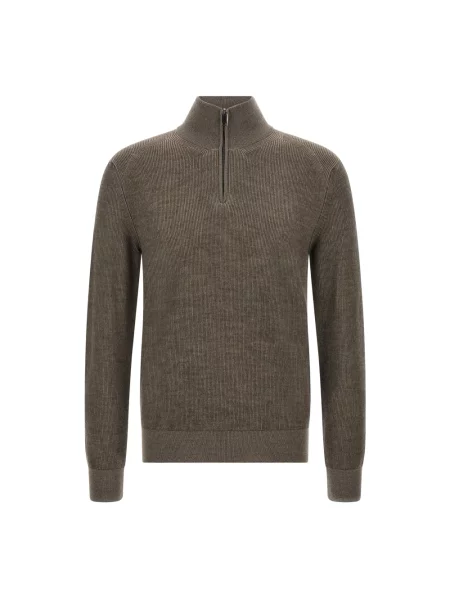 Sweter Brioni wełniany brązowy