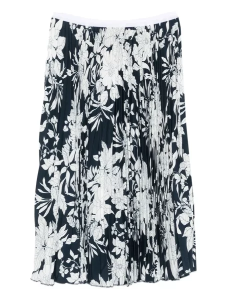 Fusta plisata N°21 cu model floral cu imagine plisată albastru