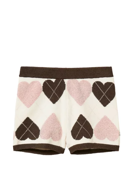 Pantaloni scurți Twinset tricotate cu motiv cu inimi