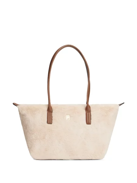Geantă shopper Tommy Hilfiger cu autograf cu blană