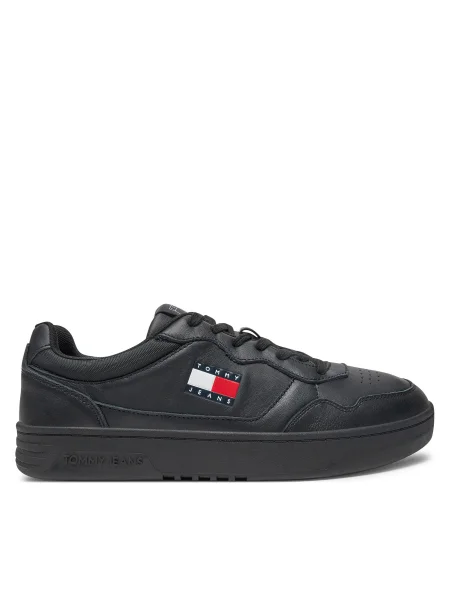 Кожени маратонки Tommy Jeans черно