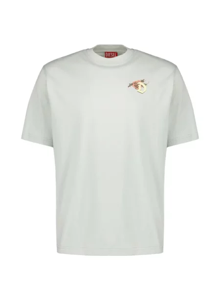 Tricou grafic Diesel cu model floral cu imagine cu decolteu rotund alb