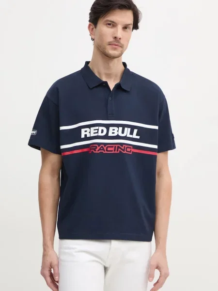 Bombažen polo Red Bull Racing x Pepe Jeans MOTO PANEL POLO mornarsko modra rdeča