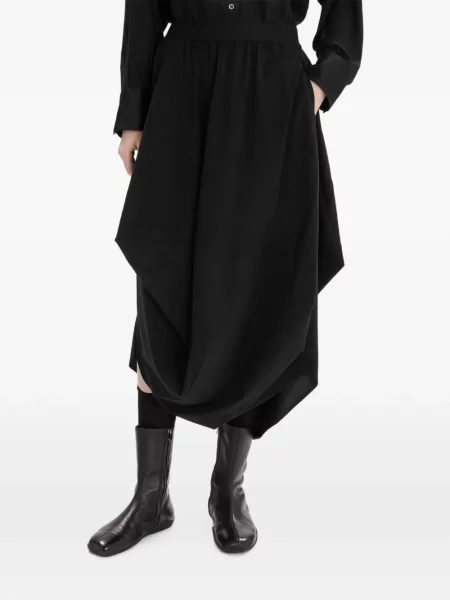Fustă midi High asimetrică drapată negru