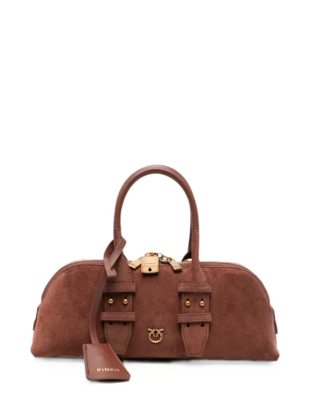 Geantă shopper Pinko din piele de căprioară maro