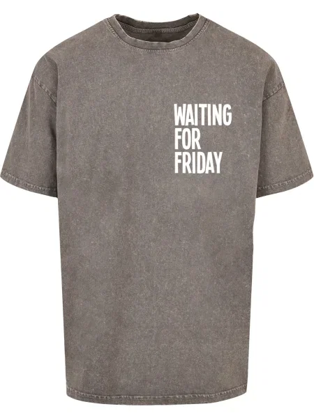 Mister Tee Tricou Waiting For Friday gri denim alb