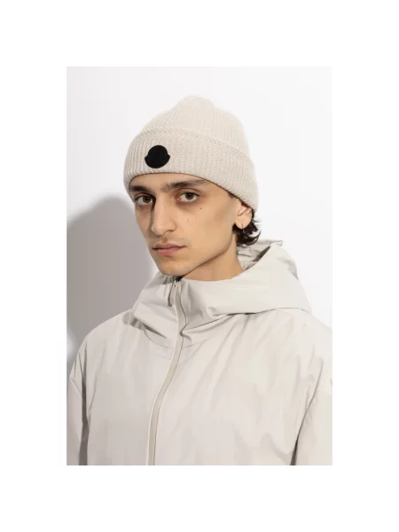 Czapka Moncler wełniana beżowa