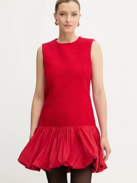 Patou rochie cu lână mini evazați roșu