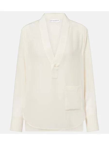 Bluză Victoria Beckham de mătase alb