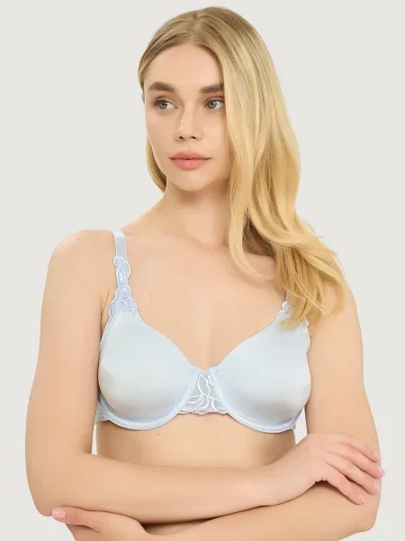 Однотонный бюстгальтер с вышивкой білий