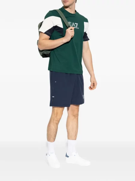 Pantaloni scurți Ea7 Emporio Armani cu imagine albastru
