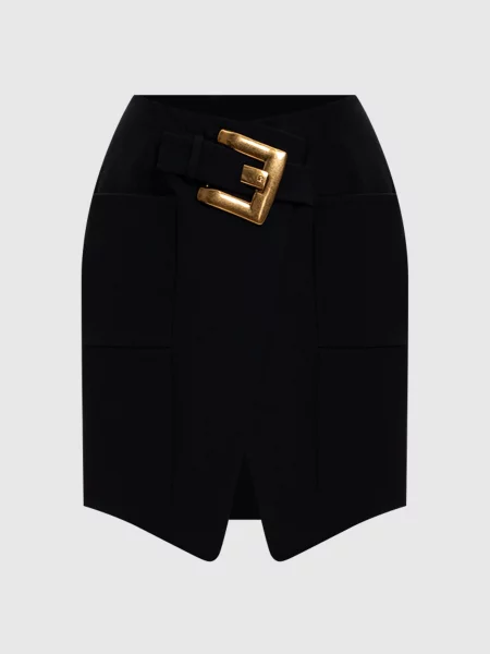 Спідниця з вовни Balmain чорна