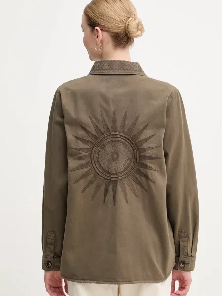 Mos Mosh camasa din femei cu guler clasic regular verde