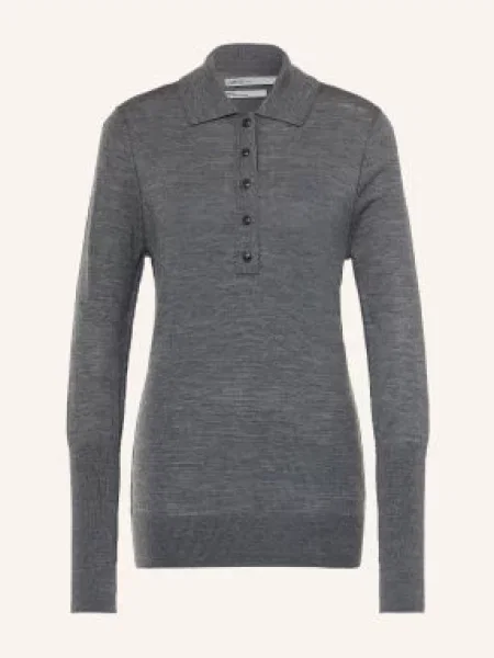 Allsaints Pletená Polokošile Martel Z Merino Vlny tmavě šedá