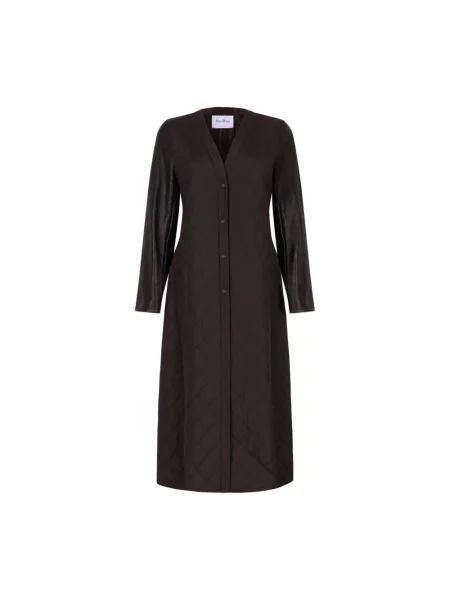 Pikowany płaszcz Max Mara wełniany brązowy