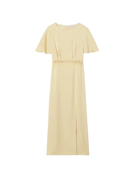 Rochie midi Claudie Pierlot din dantelă cu spatele deschis galben