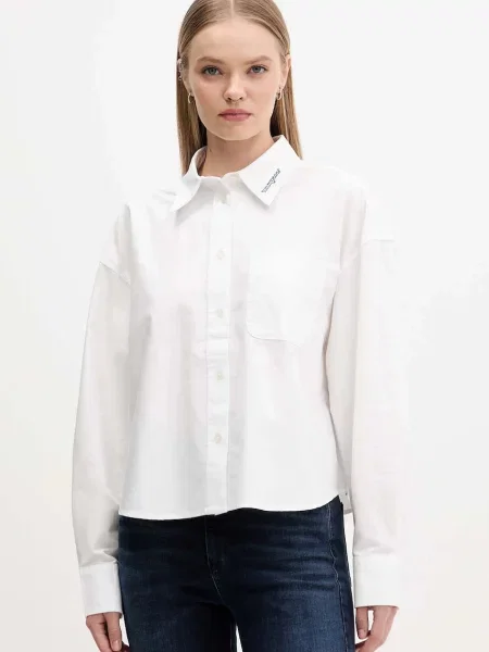 Tommy Jeans koszula relaxed z kołnierzykiem klasycznym biały