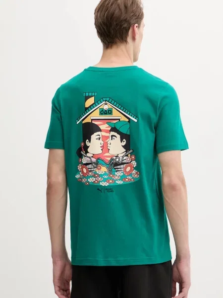 Тениска Puma PUMA x SQUID GAME с принт зелено