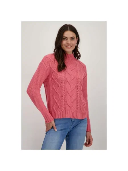 Sweter z golfem Monari różowy