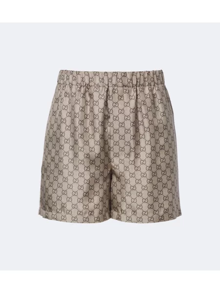 Pantaloni scurți Gucci de mătase maro