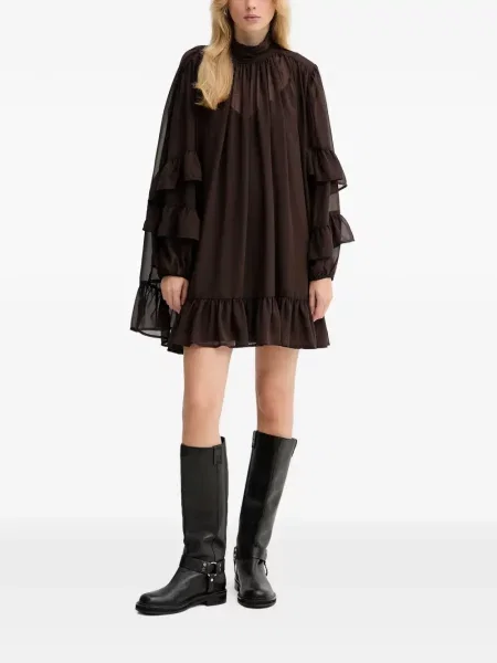Rochie Gestuz cu volane de costum maro