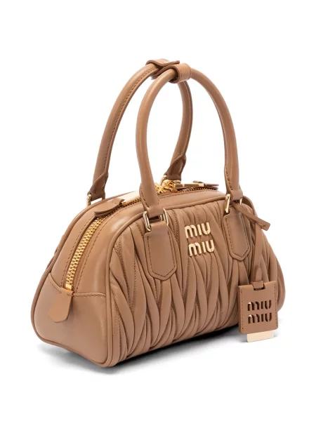Кожена шопинг чанта Miu Miu