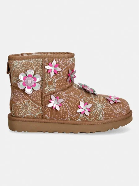 UGG cizme de zăpadă din piele întoarsă W Classic Mini Meadow maro