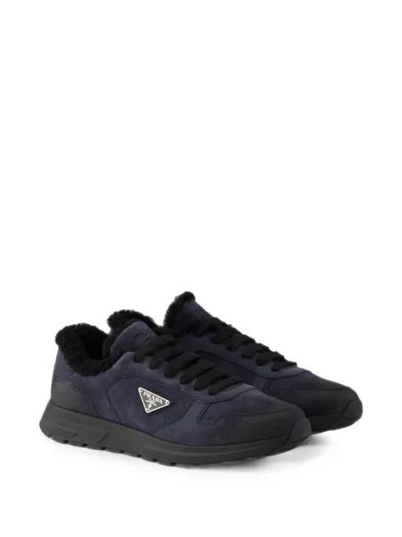 Sneakerși Prada din piele de căprioară albastru