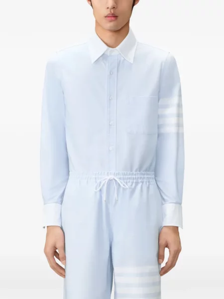 Cămașă Thom Browne din țesătură twill albastru