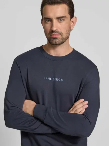 Sweter Lindbergh z nadrukiem granatowy
