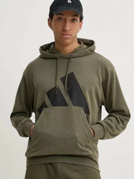 Pulover adidas Essentials s kapuco zelena