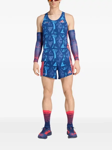 Pantaloni scurți Adidas cu autograf alergare cu imprimeu geometric albastru
