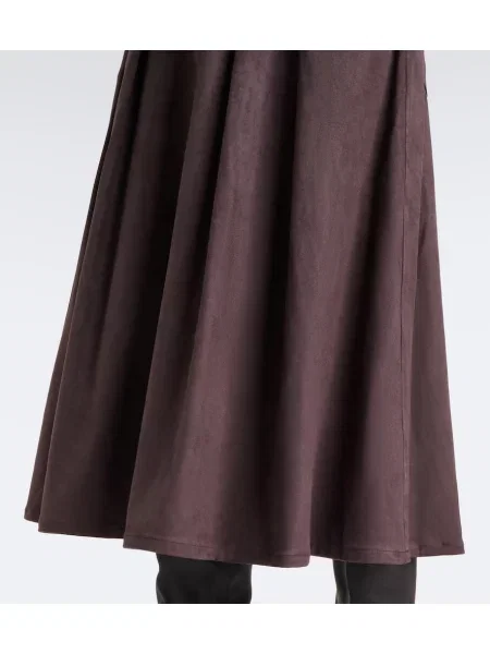 Fustă midi Velvet de catifea maro