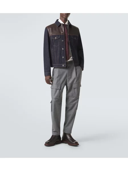 Pantaloni cargo Brunello Cucinelli de lână gri