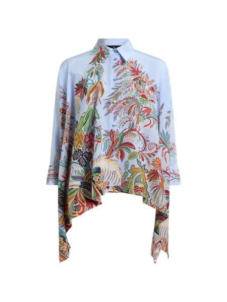Cămașă Etro de mătase cu imagine cu model paisley albastru