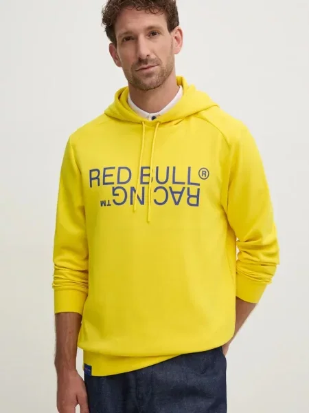 Red Bull Racing x Pepe Jeans bluza żółty z kapturem z nadrukiem czerwona