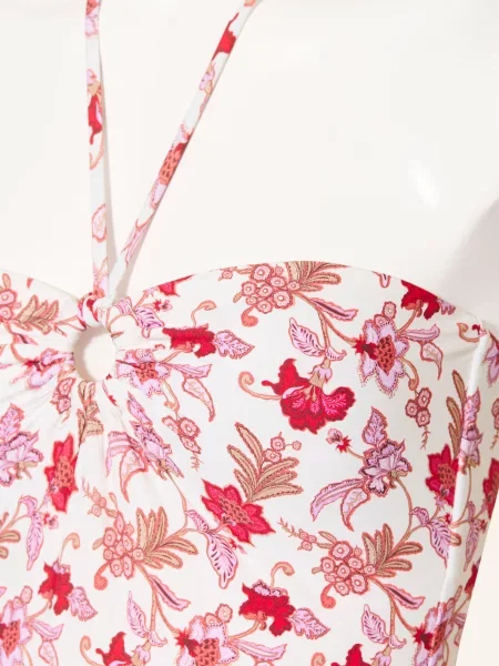 Seafolly Plavky Bandeau Summer Chintz režná / světle / růžová fialová