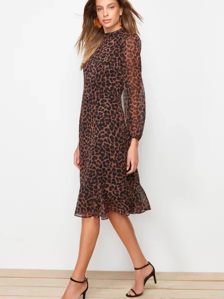 Midi obleka Trendyol črna