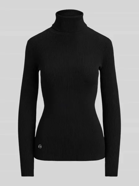 Sweter z golfem o kroju slim fit z mieszanki bawełny i modalu Lauren Ralph Lauren czarny