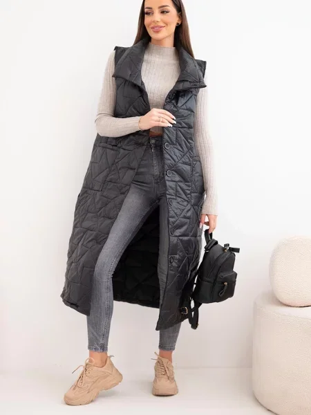 Gulerat vestă Kesi Włoski matlasată lungă negru