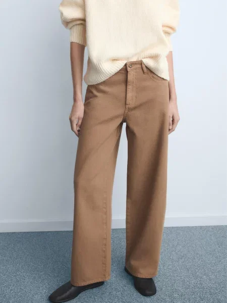 Широкі джинси MANGO світло-коричневий коричневі