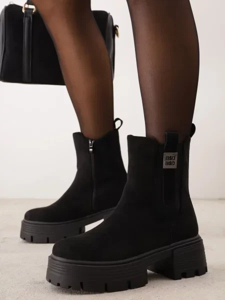 Botine chelsea Basida cu toc jos negru