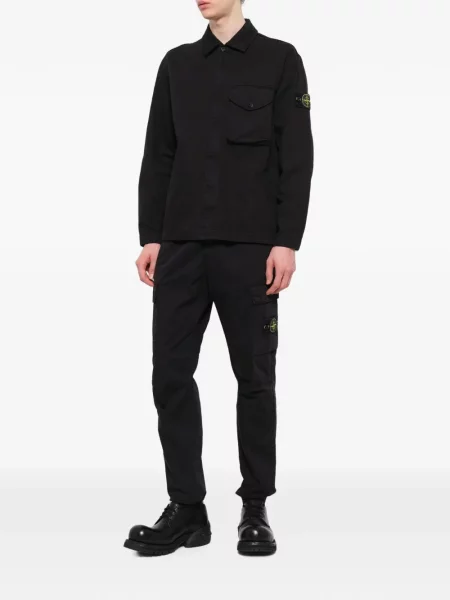 Keprová košile Stone Island s kamínky černá