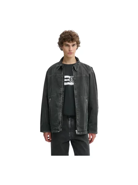 Maison Margiela kurtka jeansowa czarny przejściowa oversize szara