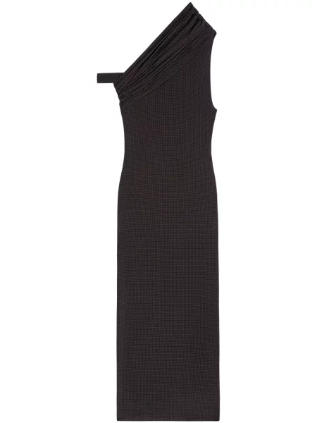 Sukienka midi Courreges w pepitkę do kolan garniturowa czarna