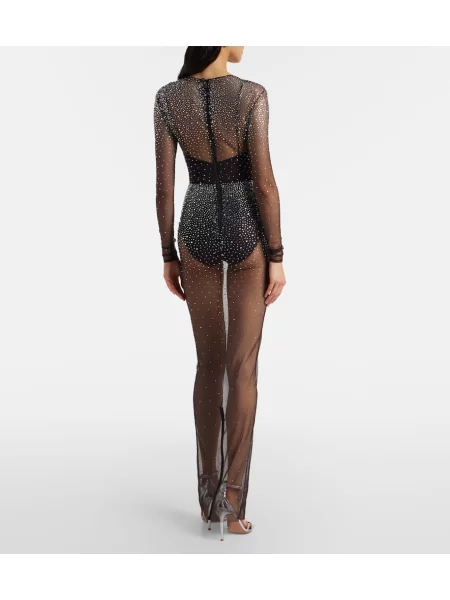Rochie maxi Alex Perry plasă de cristal de costum maro