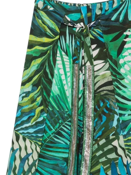 Pantaloni Hanita cu imagine cu imprimeu tropical verde